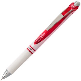 Pentel EnerGel Pearl Retractable Liquid Gel Pen, Needle Tip (0.7mm) Medium Line, Red Ink, 2-Pk (BLN77WBP2B)