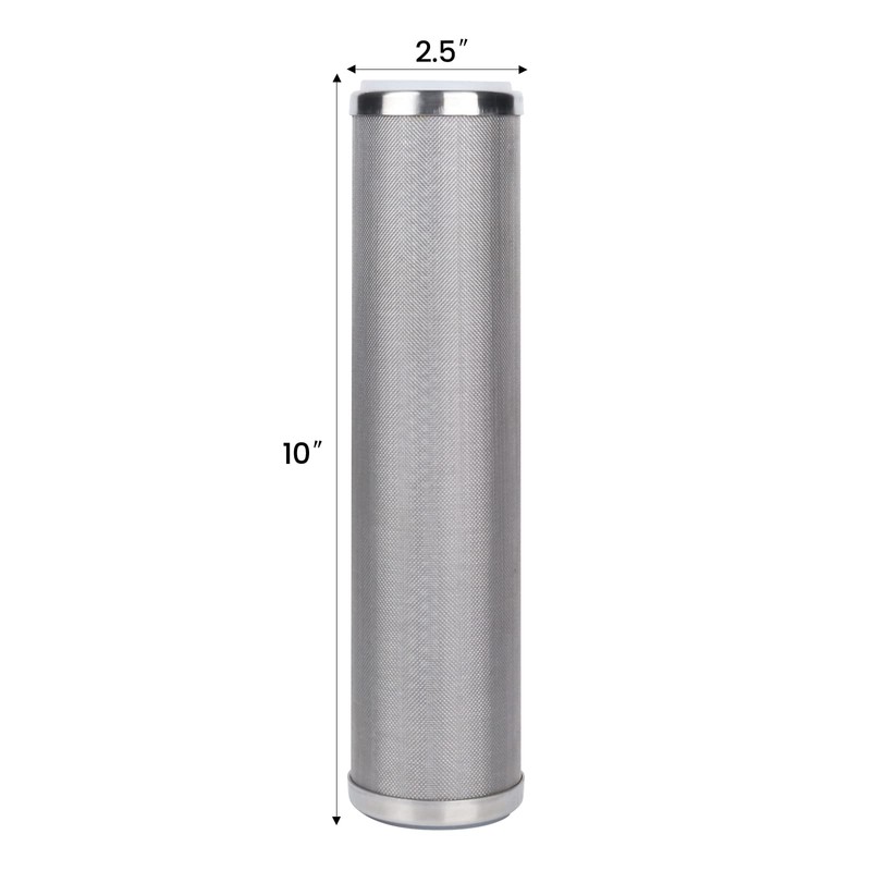 Amwater Stainless Steel Cleanable Wire Mesh Filter Cartridge 10”Length,2.5"OD(50 Micron)