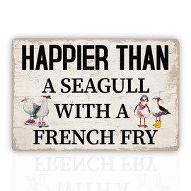 WQXHN Vintage Metal Tin Sign, Seagull with French Fry Decor, 11.8*7.9 inches, Aluminum, Wall Art, Decorative Sign