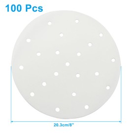 Bonsicoky 100 Pack 7 Inch Bamboo Steamer Liner - Round Air Fryer Parchment Paper with Holes - White Non Stick Steamer Paper for Air Fryer Basket, Oven, Microwave, Bamboos Steamer