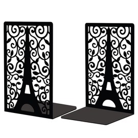 Peacoblue Metal Book Ends Stopper Holder Stand for Shelves Decorative, 13.46x10.9x20cm Modern Creative Heavy Duty Study Bookends Stoppers Holder Stand for Desk Shelf, 1 Pair (Paris Eiffel Tower)