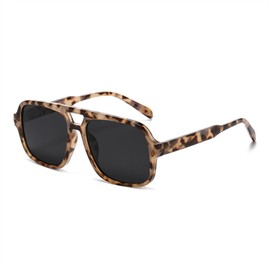 WDZAYXC Retro Sunglasses for Men and Women, Trendy, Retro Sunglasses with Large Frame, Leopard / grey.