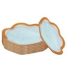 GAC Unique Design 6 Inch Scalloped Tempered Glass Small Round Dessert Plates Set of 8 - Break and Chip Resistant - Oven, Dishwasher, and Microwave Safe - Gold Border