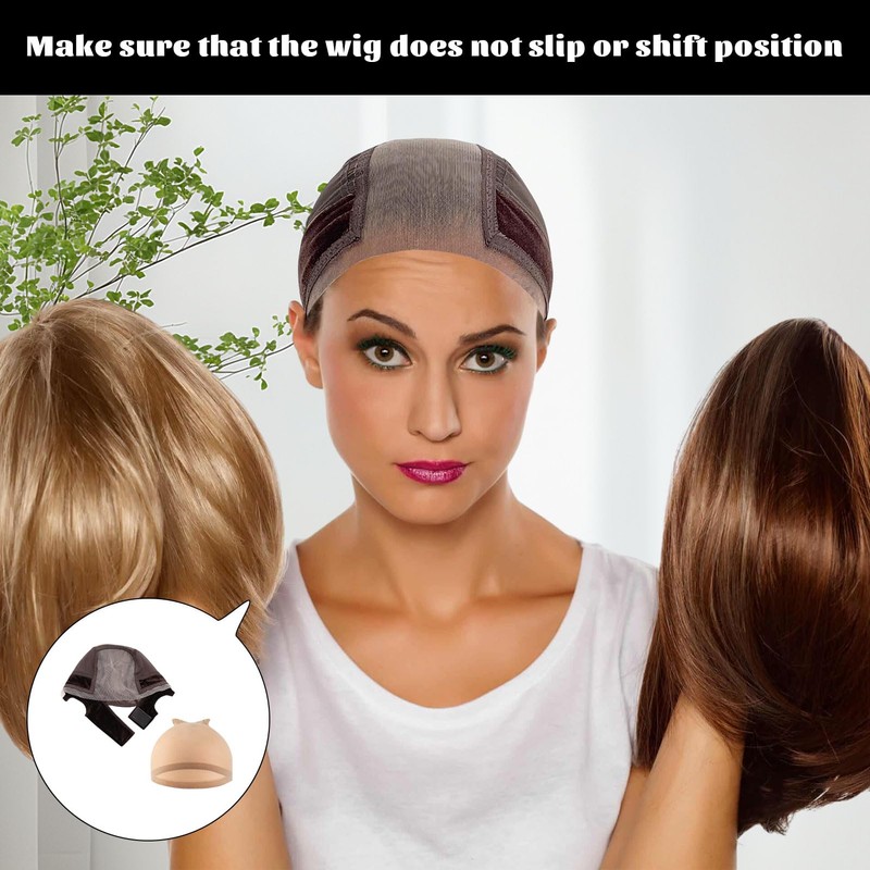 3 Pieces Wig Caps to Hold Wig in Place,Brown Wig