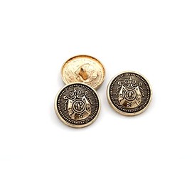 5PCS Metal Buttons 4Holes Brass Antique Engraving Snaps Blzer Jeans Clothes Accessories (18mm, Gold)