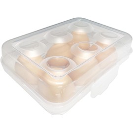 CHICCAT 6 Grid Egg Container for Camping, Egg Holder Camping, Egg Holder for Fridge, Portable Egg Tray with Lid, Stackable Egg Storage with Safety Buckle