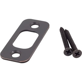 Stone Harbor Hardware Round Corner Deadbolt Strike Plate, 1" x 2-1/4", 1-5/8" Center-to-Center, Vintage Bronze
