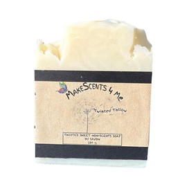 TWISTED TALLOW "TWISTED SWEET NON-SCENTS" Back to Basics Nature's Best Kept Secret! Tallow Soap Creamy White 120 g (1) bar Nutrient-dense, Gentle for Sensitive Skin & All Skin Types, Incredible Moisturizing Properties, Handmade in Small Batches in the Fo