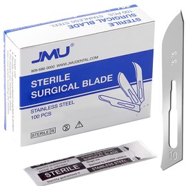 JMU 100pcs Scalpel Blades #10 Stainless Steel Sterile Surgical Blades, Individually Foil Wrapped