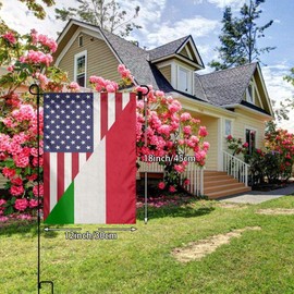 Half Italian Italy Half And American Flag Combo Half Flax Nylon Burlap Linen Fabric Garden Flag Farmhouse Decorations Mailbox Decor Welcome Sign 12x18 Inch Small Mini Size Double Sided