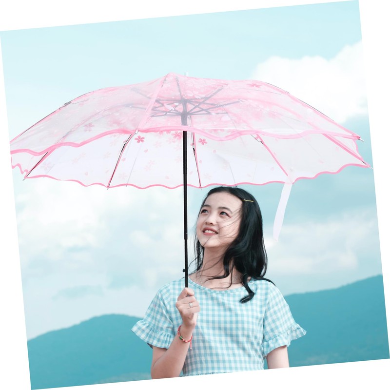 FRCOLOR Raining Folding Umbrella Transparent Travel Umbrella with Creative Floral