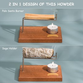 ZenBless Palo Santo and Sage Holder, Incense Burner Holder for Palo Santo & Sage Smudge Sticks, Lasting Burning Sage Holder for Burning Bowl, Ideal for Spiritual Meditation Gift