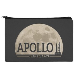 NASA Apollo 11 Moon with Saturn V Rocket and Launchpad Makeup Cosmetic Bag Organizer Pouch
