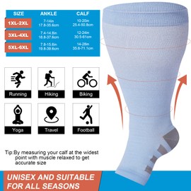 Ancrina Women's Wide Calf Open Toe Knee High Compression Stockings Toeless Support Socks, blue