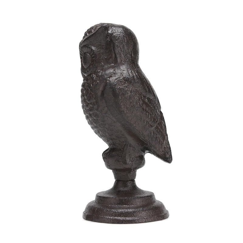 BRASSTAR Cast Iron Owl Statue with Base Smooth Details Garden