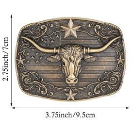 Flipslo Cowboy Belt Buckle for Men Longhorn Bull Belt Buckles Men Vintage Texas Buckle for Women Cowboy Cowgirl Belt Buckle