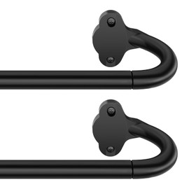 Wrap Around Blackout Curtain Rod 16-28 Inch (1.3-2.3 Ft), 5/8" Adjustable Curved Window Rod for Room Darkening, Modern Single Drapery Rod for Door Windows, Matte Black, 2 Pack