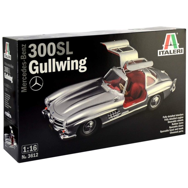 Italeri 3612S 3612S-1:16 Mercedes-Benz 300 SL Gullwing, Model Building, Building kit, Stand Model Making, Crafts, Hobby, Gluing, Plastic kit, unpainted