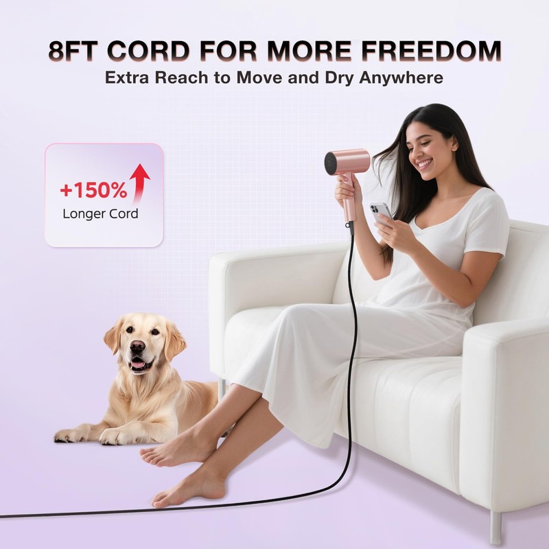 BABONIR Ionic Diffuser Hair Dryer for Curly Hair, 1875W Fast