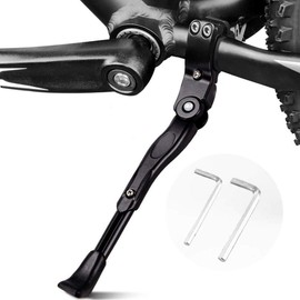 Bicycle Kickstand, Adjustable Aluminum Alloy Bicycle Side Support Bracket Generally 22“24”26“27.5“Mountain Bike/Road Bike/BMX/MTB/City Bike/Kids Bike/Sports Bike/Adult Bike … (Black-B)