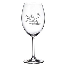 Verre gravé - La Vie est meilleure au Chalet - Verre à vin 20oz