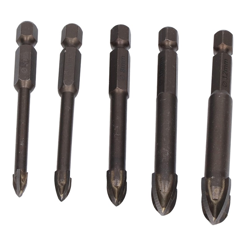 5Pcs Cross Hex Drill Bit Carbide Glass Drills Bits Concrete