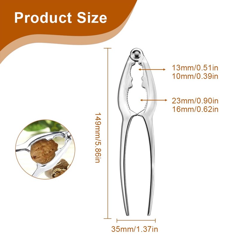 WMUVAZA Nutcracker, Robust Zinc Die-Cast Nutcracker Walnuts Nutcracker Handle Stainless