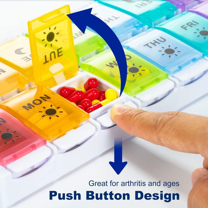 7 Day Pill Organizer 2 Times A Day-Weekly Pill Box