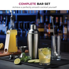 FineDine Cocktail Shaker Set - 7-Piece Cocktail Making Set w/ 26 oz Stainless Steel Shaker & Strainer - Bartender Kit - Cocktail Gift Set
