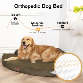 MEKIY Large Orthopedic Dog Bed with Sides XL Dog Beds with Removable Washable Cover Non-Slip Waterproof Pet Bed for Extra Large Dogs - Light Coffee XL