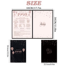 Crenics 30th Birthday Gift for Her 1995, Creative Back in 1995 Birthday Poster, 30th Birthday Guest Signature Book, Black and Pink 30 Anniversary Birthday Party Decorations for Women