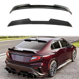 Ombialo Compatible with Subaru WRX Sedan 2022-2025 JDM Style Gloss Black Duckbill Highkick Rear Trunk Spoiler Wing+ V Style Rear Window Roof Visor Spoiler Wing Lip ABS