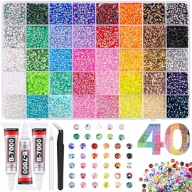 Diamantes de Imitación, 40000Pcs Pedrería gelatinosa en 40 Colores para Decoraciones Brillantes, Gemas Planas de Resina Multicolor de 3 mm para Arte c