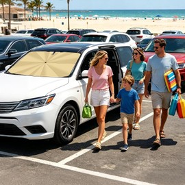 Genérico Parasol para Parabrisas de Coche Bloqueo de Calor y Protección UV Parasol Plegable Tipo Paraguas para Coche para SUV Sedán Vehículo Viaje de Verano Aparcamiento Exterior