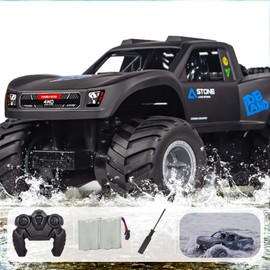 KB KAIBO Monster Truck Toys, 2.4G Amphibious Remote Control Car for Boys, 1:16 Scale All-Terrain Rc Car with Double-Sided Driving, 4WD, 2 Rechargeable Batteries, for Boys & Adults-Blue