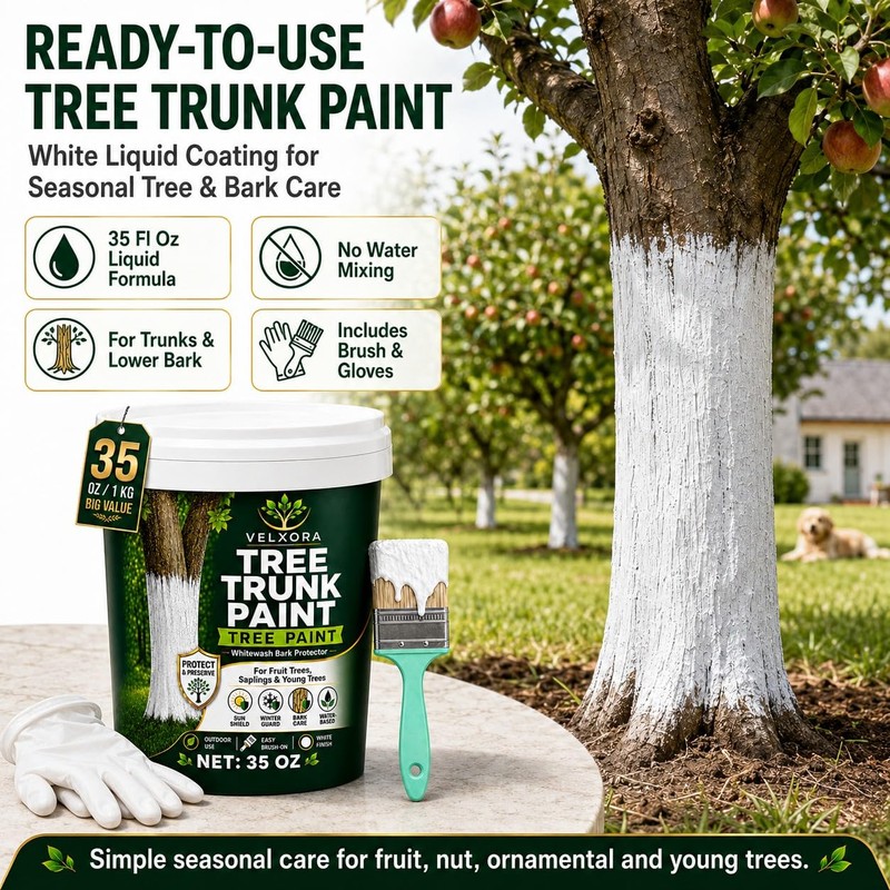 Tree Paint, 35 Oz White Trunk Paint Protection for Fruit,
