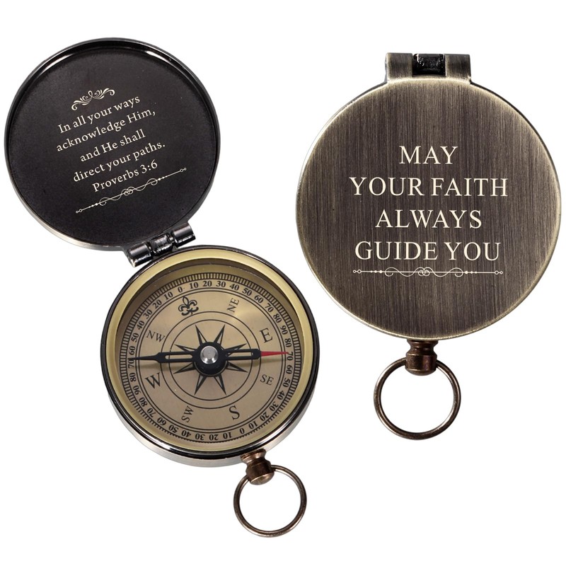 Baptism Gifts for Boys Men - Engraved Compass Christian Gifts