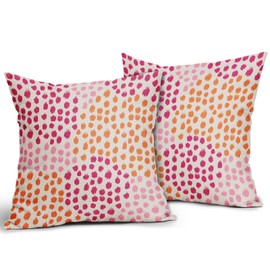 Pink and Orange Throw Pillow Covers 18x18 Set of 2 Hot Pink Preppy Room Decor 70s Colored Dot Decorative Pillows Trendy Print Outdoor Pillowcase Cushion Cover Linen Pillow Case for Sofa Couch Bed
