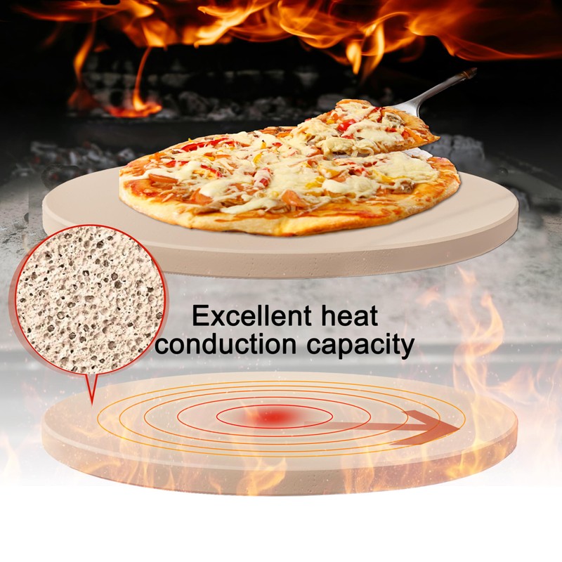 LAMPIZZERIA 14" Round Cordierite Pizza Stone for Baking, Camping &