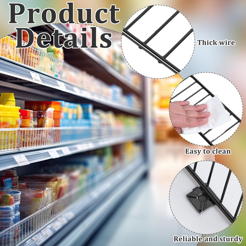 1 Pcs Retail Gondola Shelf Front Wire Fence Guard, Black,