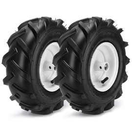 13x5.00-6" Tiller Tires and Wheels, (2-Pack 1" Axle Bore, 3-1/8" Centered Hub) 13x5.00-6" Tiller Tires Replacement for Craftsman & Troy-Bilt Garden Tractors, Tillers & Trenchers