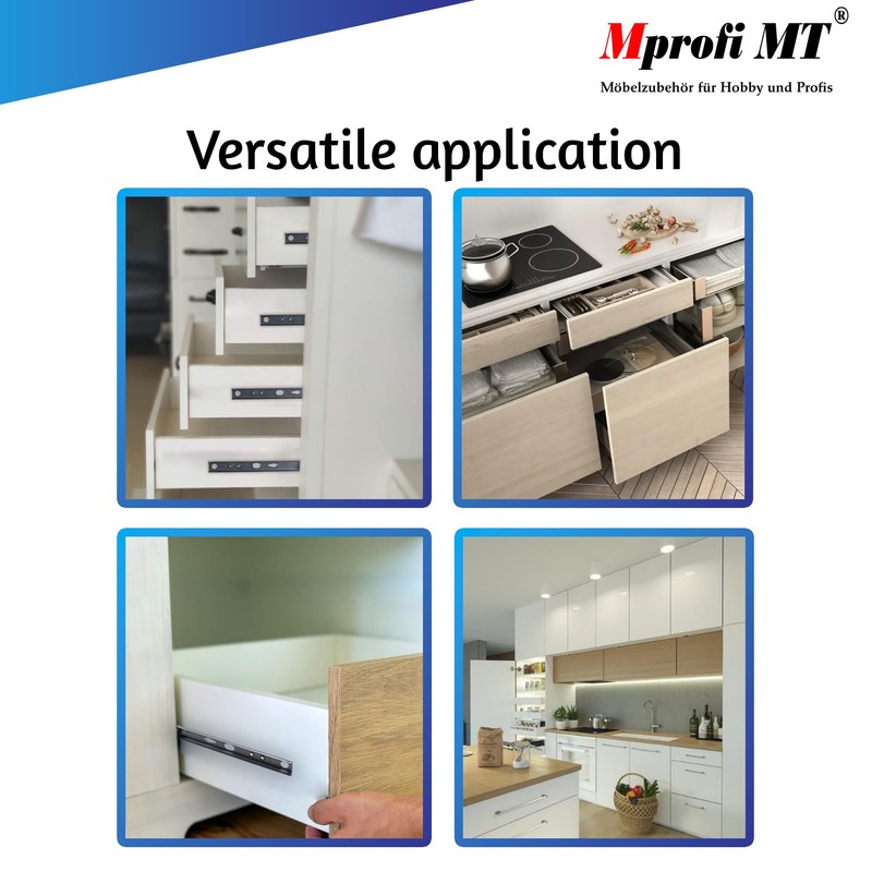 Mprofi MT® 4 Pieces, 2 Pairs | Drawer Runners 182mm