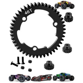 hopsupRC Metal Spur Gear 46T Transmission Gears with(15T+17T+19T) Pinions Gear Sets Upgrades Part for 1/10 New E-Revo2.0,1/5 X-Maxx,1/7 XO-1,45# Steel Spur Gear Hops Up,#6449 Black