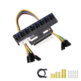 Yahboom 8-Channel Line Patrol Module Sensor 10 Pin,GPIO/IIC/USART,Suitable for RaspberryPi/STM32/UNO/Electronic Projects (8-Channel Module+PH2.0+Dupont Line+Copper Column)