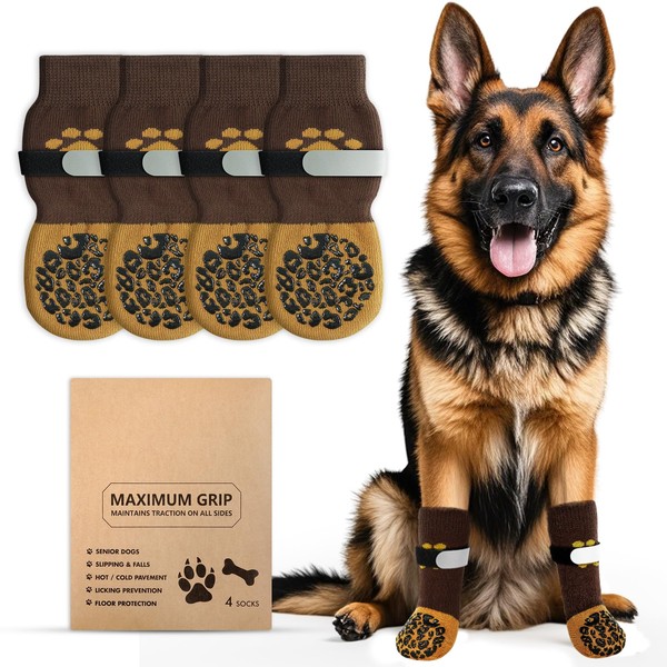 Alishomtll 2 Pairs of Double-Sided Non-Slip Dog Socks, Soft Paw