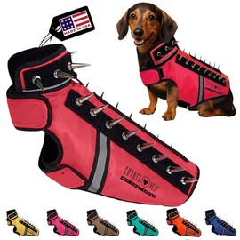 CoyoteVest SpikeVest Dog Harness Vest for Small Dogs, Reflective Dog Vest with Spikes to Shield Your pet from Coyotes, Raptor and Animal Attacks, Anti Hawk Vest, Made in USA (XS-Red)