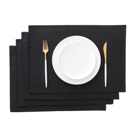 AOKSUNOVA Black Placemats Set of 4 Table Mats Cloth Dining Table Place Mats Kitchen Placemats