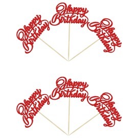 24 piezas de decoración para magdalenas de cumpleaños con purpurina roja para celebrar fiestas de cumpleaños, suministros de decoración de pasteles