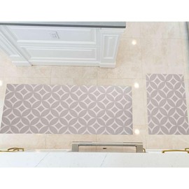 Benissimo-Modern Mats, 24”x62” + 20”x32” Set of 2 Ultra-Thin (1/10 Inch) Kitchen Mat Rubber Backing, Waterproof, Low Profile, Durable&Non Slip, Indoor Floor Mat for Entry, Patio, Diamond Ring