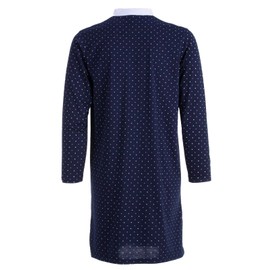 Henry Terre Men's Long-Sleeved Nightdress with Dots Chest Pocket Sleep Shirt Size M-3XL, blue, XXL